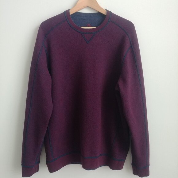 Tommy Bahama Reversible Mens Cotton Sweater Navy Blue Burgundy Red - Picture 1 of 14
